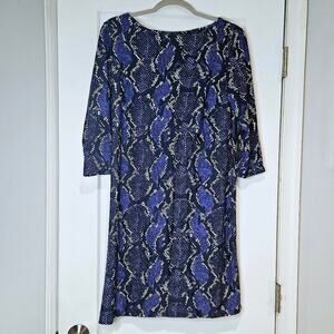 Jude Connally Blue Snake Print Shift Dress Size M